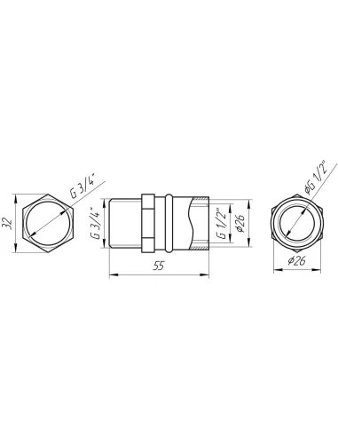 Муфта с наружной резьбой для металлопластиковых труб APE Italy AP 101 3/4 дюйма х 26, никель - 3