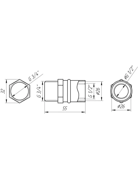 Муфта с наружной резьбой для металлопластиковых труб APE Italy AP 101 3/4 дюйма х 26, никель - 3