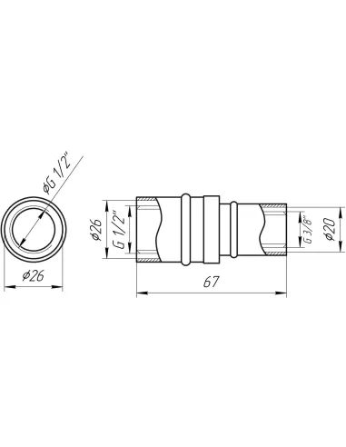 Муфта проміжна для металопластикових труб APE Italy AP 103 26 х 20, нікель - 3