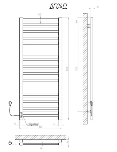 Полотенцесушитель электрический Kosser Герда 1200х500/18 EL черный - 5