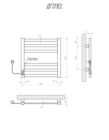 Сушка для рушників електрична Kosser Герда 500х500/6 EL чорний - 3