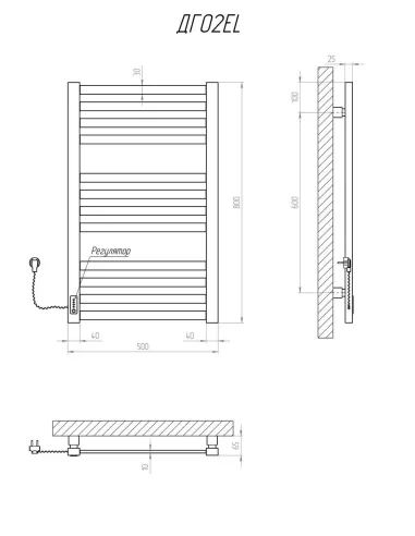 Полотенцесушитель электрический Kosser Герда 800х500/12 EL черный - 5