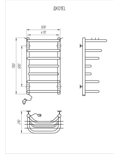Сушка для рушників електрична Kosser Канна 700х500/7 ЕL, нержавіюча сталь - 5