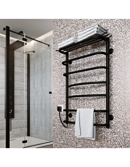 Полотенцесушитель электрический Kosser Канна 700х500/7 ЕL, черный, нержавеющая сталь - 3
