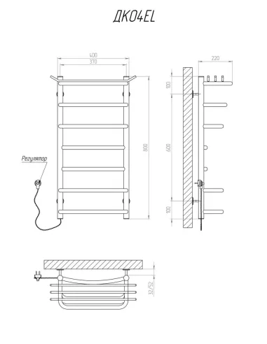 Сушка для рушників електрична Kosser Канна 800х400/7 ЕL, нержавіюча сталь - 5