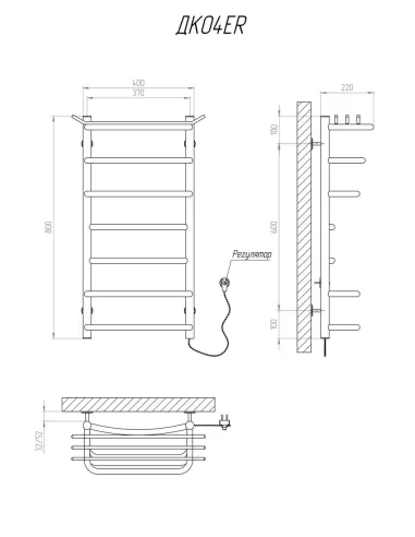 Полотенцесушитель электрический Kosser Канна 800х400/7 ЕR, нержавеющая сталь - 5