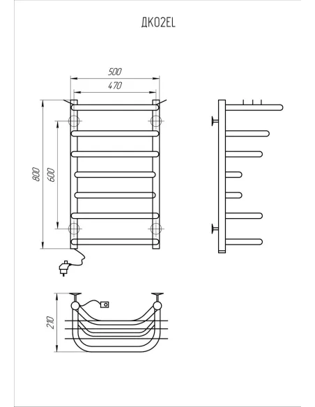 Полотенцесушитель электрический Kosser Канна 800х500/7 ЕL, нержавеющая сталь - 5
