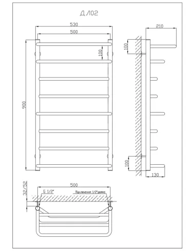 Водяной полотенцесушитель Kosser Лотос 900х530/8, нержавеющая сталь - 5