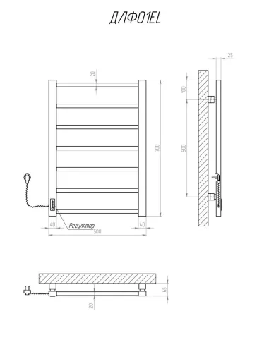 Полотенцесушитель электрический Kosser Лофт 700х500/7 EL черный - 5