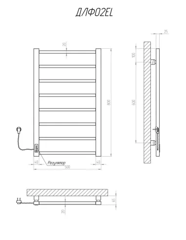 Полотенцесушитель электрический Kosser Лофт 800х500/8 EL черный - 5
