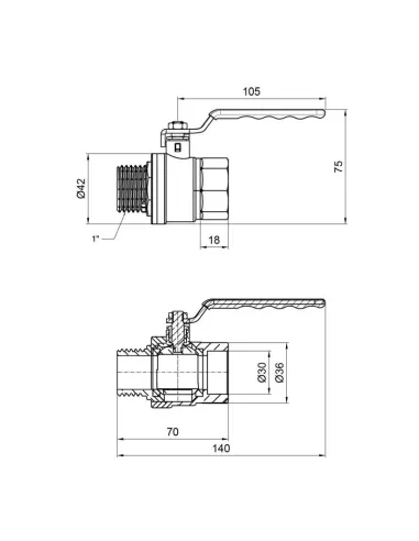 Кран шаровой для газа SD Plus ВН SD605NG25PN40 1 дюйм - 2