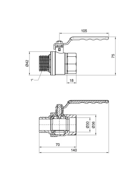 Кран шаровой для газа SD Plus ВН SD605NG25PN40 1 дюйм - 2