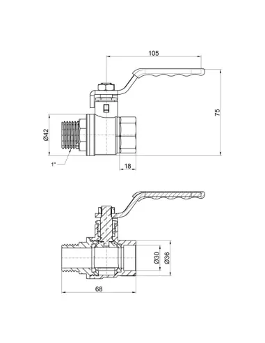 Кран шаровой прямой SD Plus ВН SD605NW25PN40 1 дюйм - 2