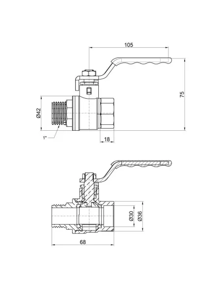 Кран шаровой прямой SD Plus ВН SD605NW25PN40 1 дюйм - 2