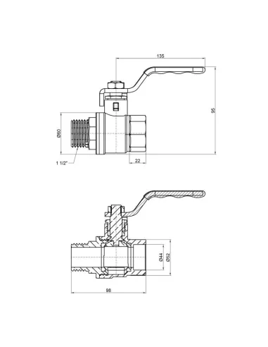 Кран кульовий прямий SD Plus ВН SD605NW40PN40 1 1/2 дюйма - 2