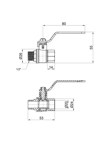 Кран кульовий прямий SD Plus ВН SD605W15 1/2 дюйма - 2