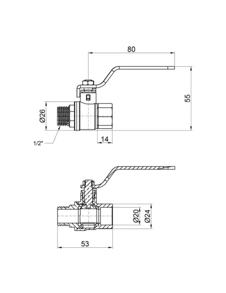 Кран кульовий прямий SD Plus ВН SD605W15 1/2 дюйма - 2
