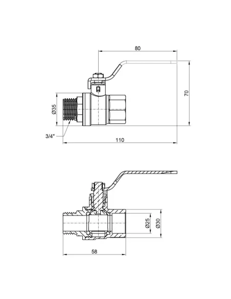 Кран кульовий прямий SD Plus ВН SD605W20 3/4 дюйми - 2