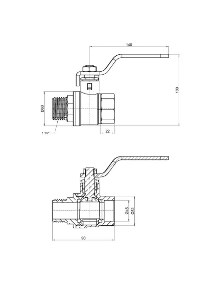Кран шаровой прямой SD Plus ВН SD605W40 1 1/2 дюйма - 2 Кран шаровой прямой SD Plus ВН SD605W40 1 1/2 дюйма - 2