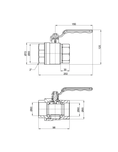 Кран шаровой прямой SD Plus ВР SD600NW50PN40 2 дюйма - 2