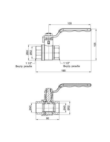 Кран шаровой прямой SD Plus ВР SD600W40 1 1/2 дюйма - 4