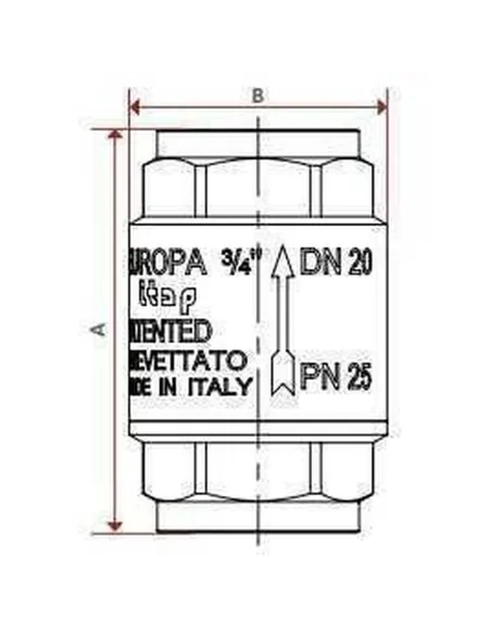 Клапан зворотного ходу води Itap Europa 100 2 (латунний шток) - 4