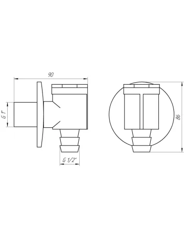 Сифон для пральної машинки Itap 390, зовнішній, трубний - 3