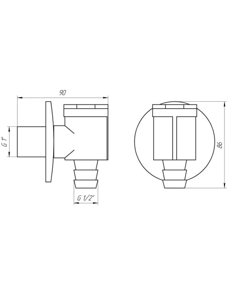 Сифон для пральної машинки Itap 390, зовнішній, трубний - 3