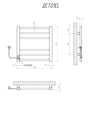 Полотенцесушитель электрический Kosser Стэп 500х500/6 EL черный - 4
