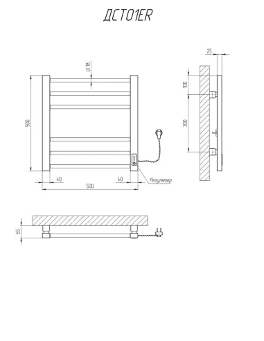 Полотенцесушитель электрический Kosser Стэп 500х500/6 ER черный - 4