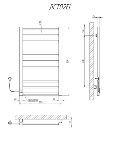 Полотенцесушитель электрический Kosser Стэп 800х500/9 EL черный - 5