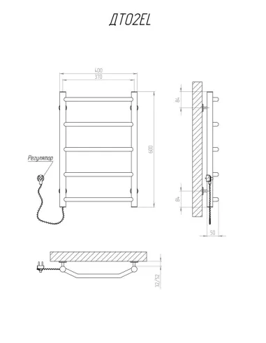 Полотенцесушитель электрический Kosser Трапеция 500х400/4 ЕL, нержавеющая сталь - 5