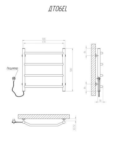 Полотенцесушитель электрический Kosser Трапеция 500х500/4 ЕL, нержавеющая сталь - 5