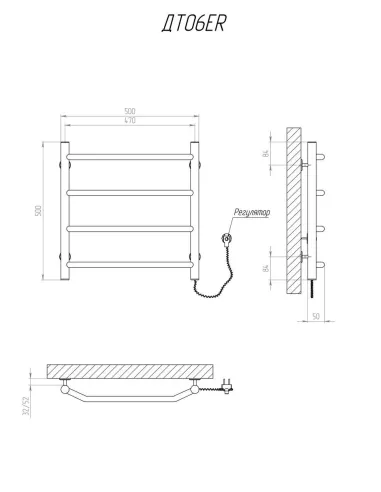 Полотенцесушитель электрический Kosser Трапеция 500х500/4 ЕR, нержавеющая сталь - 5