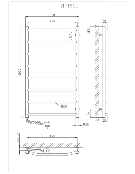 Полотенцесушитель электрический Kosser Трапеция 1000х500/8 ЕL, нержавеющая сталь - 5