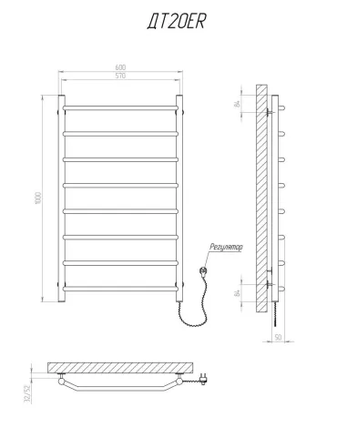 Полотенцесушитель электрический Kosser Трапеция 1000х600/8 ER, нержавеющая сталь - 5