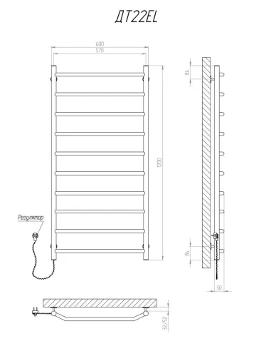 Полотенцесушитель электрический Kosser Трапеция 1200х600/10 EL, нержавеющая сталь - 5