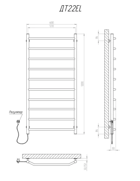 Полотенцесушитель электрический Kosser Трапеция 1200х600/10 EL, нержавеющая сталь - 5