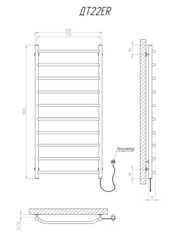 Полотенцесушитель электрический Kosser Трапеция 1200х600/10 ER, нержавеющая сталь - 5