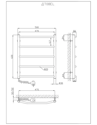 Полотенцесушитель электрический Kosser Трапеция 600х500/5 EL, нержавеющая сталь - 5