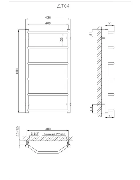 Водяной полотенцесушитель Kosser Трапеция 800х430/6 Т6, нержавеющая сталь - 5