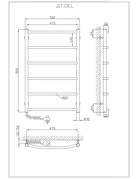 Полотенцесушитель электрический Kosser Трапеция 800х500/6 ЕL, нержавеющая сталь - 5