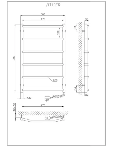 Полотенцесушитель электрический Kosser Трапеция 800х500/6 ЕR, нержавеющая сталь - 5