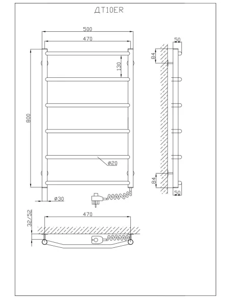 Полотенцесушитель электрический Kosser Трапеция 800х500/6 ЕR, нержавеющая сталь - 5