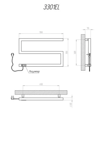 Полотенцесушитель электрический Kosser Зета 350х550 EL черный - 4