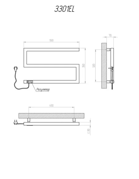 Полотенцесушитель электрический Kosser Зета 350х550 EL черный - 4