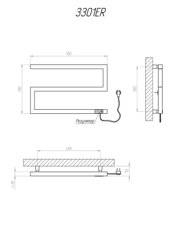Полотенцесушитель электрический Kosser Зета 350х550 ER черный - 4