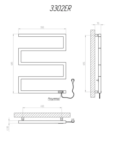 Полотенцесушитель электрический Kosser Зета 685х550 ER черный - 5