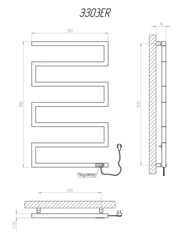 Полотенцесушитель электрический Kosser Зета 900х550 ER белый - 5
