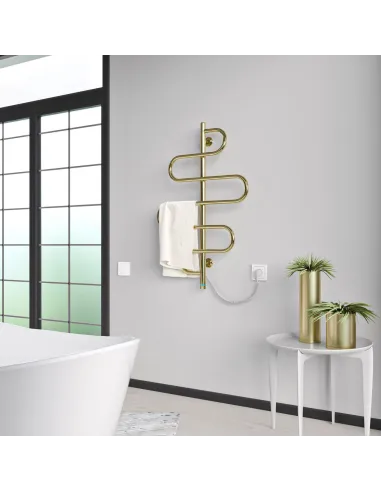 Полотенцесушитель электрический Kosser Лиана 900х550 ЕLR, золотой, нержавеющая сталь - 4